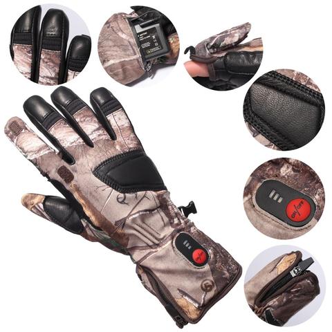 Guantes Térmicos de camuflaje para hombre y mujer, accesorio Unisex con interruptor de 3 niveles, autocalefacción, para correr, esquiar, ciclismo y caza ► Foto 1/6