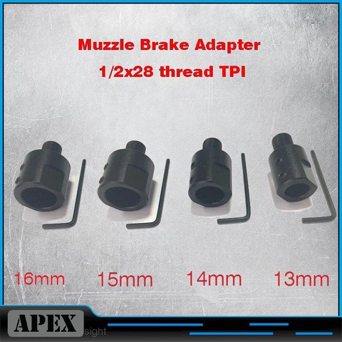 Adaptador de rosca de extremo de barril x28, 1/2-28, 1/2 pulgadas, para 13, 14, 15, 16mm de diámetro, compensador adaptador de barril de bozal ► Foto 1/6