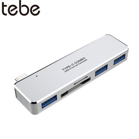 Tebe-concentrador de red USB 3,1 tipo C, convertidor multifunción 5 en 1 para MacBook y Thunderbolt 3 Series, lectura de tarjeta TF/SD, 3,0 ► Foto 1/6
