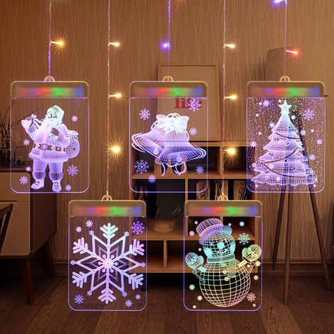 Lámpara LED colgante 3D, cadena de luces USB para Navidad, guirnaldas de luces para fiesta de boda, decoración de habitación de Año Nuevo, Acrílico ► Foto 1/6