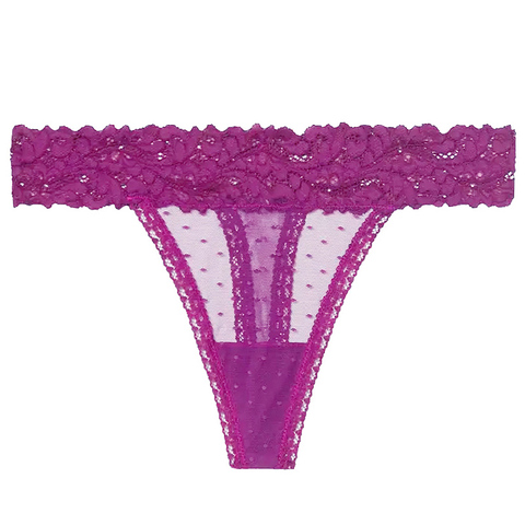 Tanga Sexy de malla de lunares para mujer, ropa interior transparente de cintura baja, lencería con parte trasera en T, bragas de encaje ► Foto 1/6