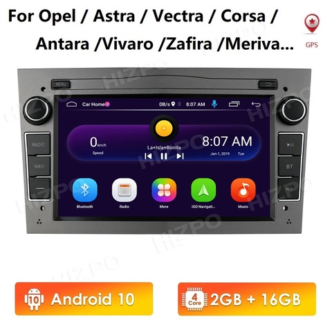 Radio con GPS, reproductor para coche 2 Din para coche, Radio con Android 10, 2 GB 64 GB, para Opel Astra H J 2004, Vectra, Vauxhall, Antara, Zafira, Corsa, C, D, Vivaro, Meriva, Veda ► Foto 1/6