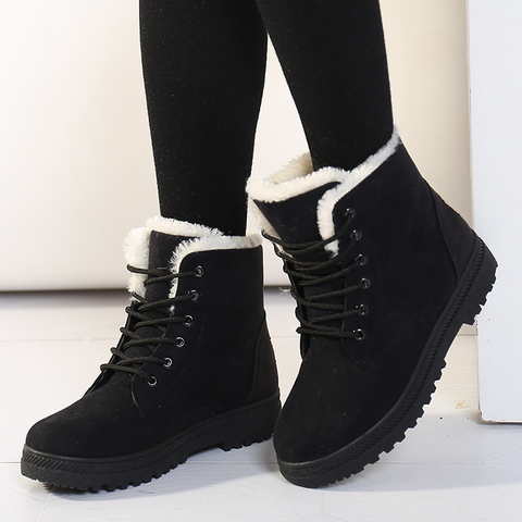 Botas de nieve de talla grande para Mujer, zapatos de invierno con tacón, botines, plantilla de felpa cálida, 2022 ► Foto 1/6