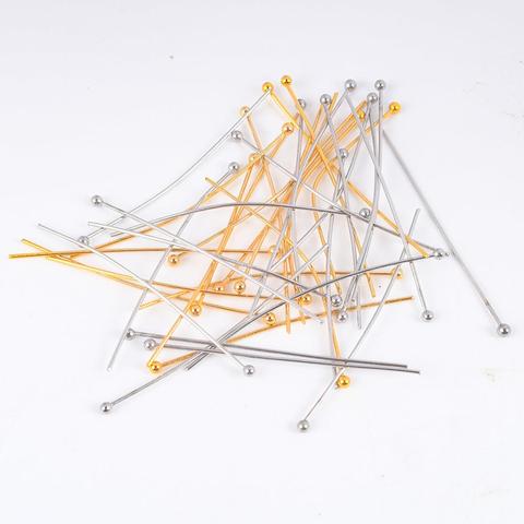 100 unids/lote 16 20 25 30 40 50mm oro Acero inoxidable bola alfileres de cabeza para hacer joyería Headpins Diy joyería suministros ► Foto 1/6