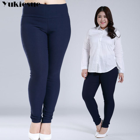 Mallas elásticas de cintura alta para mujer, pantalones capris tipo lápiz, blanco y negro, talla grande 5xl 6xl ► Foto 1/6