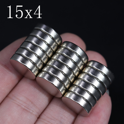 Imán de neodimio de 15x4, 15mm x 4mm, N35, NdFeB, redondo, fuerte, permanente, disco magnético, 15x4, 5/10/20/50 Uds. ► Foto 1/6