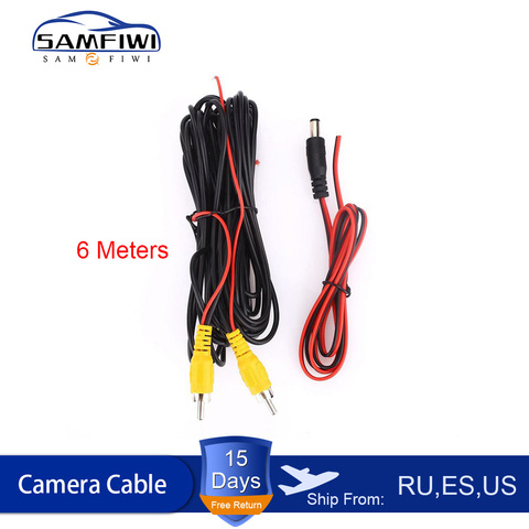 Cable de vídeo RCA de 6 m para cámara de visión trasera de coche, Cable Universal de 6 metros para conectar cámara de marcha atrás con Monitor Multimedia de coche ► Foto 1/6