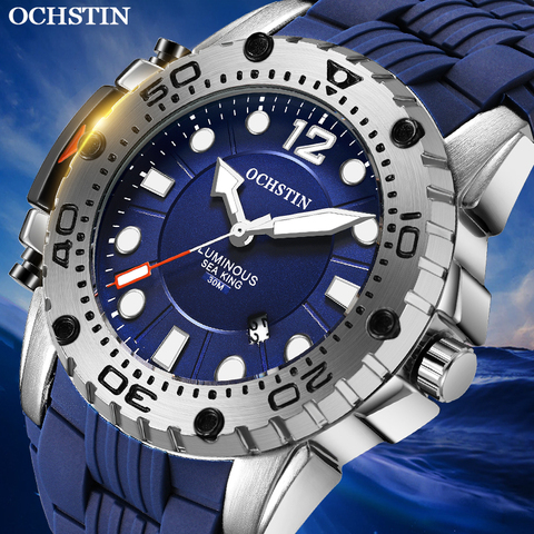 OCHSTIN-relojes militares de cuarzo para hombre, pulsera deportiva resistente al agua, para regalo, color azul, 2022 ► Foto 1/6