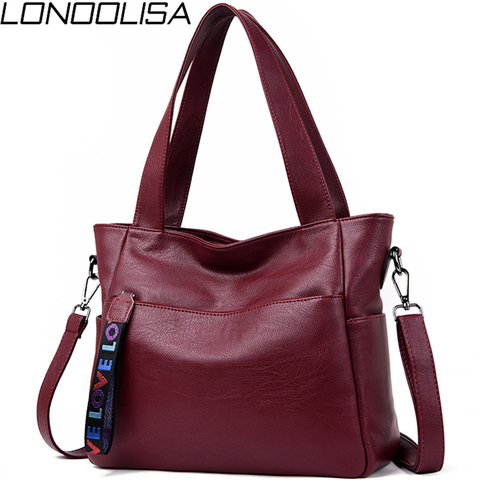 LONOOLISA marca bolsos de cuero genuino para mujeres 2022 bolsos de lujo Bolsos De Mujer diseñador grandes señoras bolsos de mano de hombro bolsa A principal ► Foto 1/6