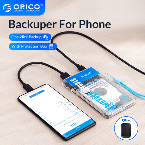 ORICO Backuper con bolsa de protección de copia de seguridad para teléfono 4TB de capacidad de un toque de copia de seguridad/Borrar 5Gbps SATA a USB-C de potencia, puerto de ► Foto 1/1