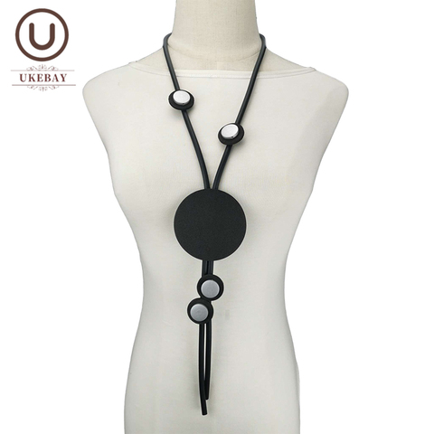 UKEBAY-collares largos de cuentas de madera para mujer, joyería, collar de madera, colgantes bohemios, accesorios de goma hechos a mano, nuevos ► Foto 1/6