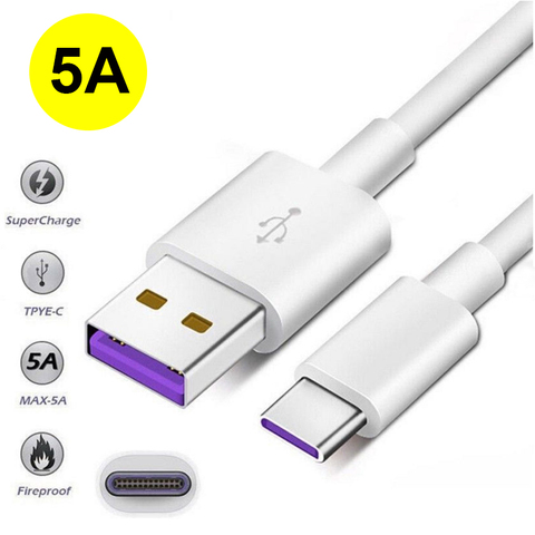 Cable USB tipo C para móvil, Cable de datos de carga superrápida para Huawei 5A, Samsung Galaxy S10 / S9 / S8 / Note 8, LG V20 / G5 / G6 ► Foto 1/6