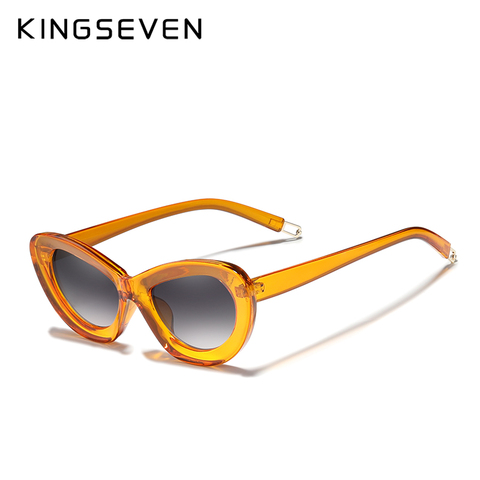 KINGSEVEN-gafas de sol polarizadas para mujer, lentes femeninos de marca de lujo con gradiente, lentes de sol redondo con forma de mariposa, 2022 ► Foto 1/4