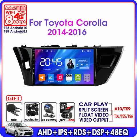 Android 10,0 2DIN 4G + 64G WIFI auto Radio Multimedia reproductor de vídeo para Toyota Corolla Ralink 2014-2016 navegación DSP GPS unidad de cabeza ► Foto 1/6