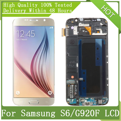 5,1 Super AMOLED pantalla LCD para SAMSUNG GALAXY S6 G920 G920F G920F con marco de pantalla LCD de pantalla táctil digitalizador Asamblea reemplazo ► Foto 1/6