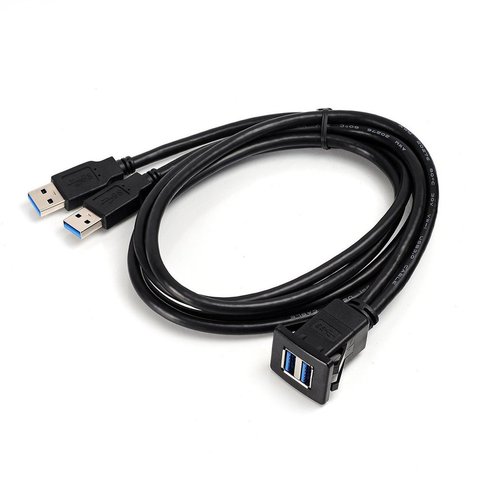 Cable de extensión de montaje empotrado para coche, Cable de extensión de macho a hembra para Panel de tablero, Cable de Audio cuadrado para motocicleta, 1M/2M, USB 3,0 ► Foto 1/6