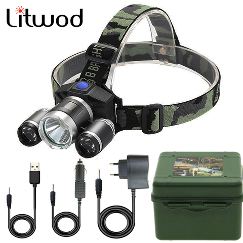 Linterna frontal LED Litwod con batería incorporada, linterna frontal impermeable, linterna, lámpara de Color blanco, recargable por USB para acampar ► Foto 1/6