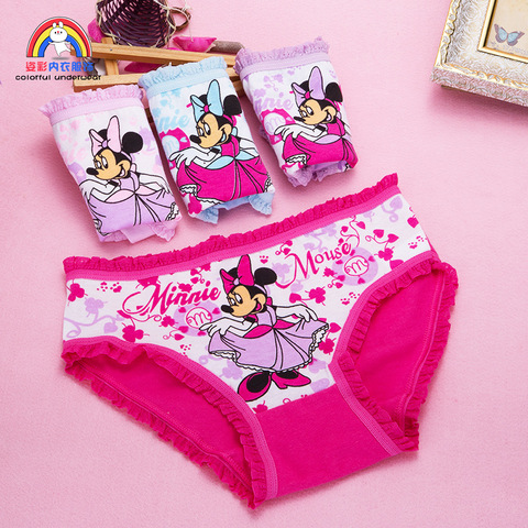 Calzoncillos de dibujos animados para niñas, ropa interior de Modal, bragas con estampado de Minnie Mouse, bragas cortas para niños, calzoncillos florales bonitos ► Foto 1/6