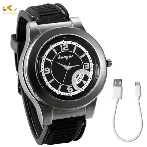 LANCARDO-Reloj de pulsera de cuarzo para hombre, recargable, con mechero USB, electrónico, erkek kol saati, encendedor de cigarrillos sin llama ► Foto 1/6