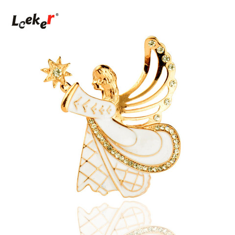 LEEKER-broche de Ángel con diamantes de imitación brillantes para mujer, broche Vintage, joyería, 070 LK4 ► Foto 1/6