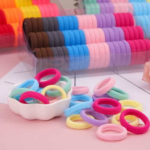 Coletero pequeño para el pelo para niña, diademas infantiles de colores, elásticas, de nailon, accesorios para el cabello, 100 Uds. ► Foto 1/6