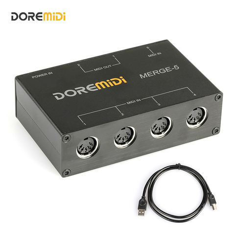 DOREMiDi-MIDI Fusion 5, entrada MIDI, 2 salidas MIDI, compatible con USB, Power MERGE-5 ► Foto 1/6