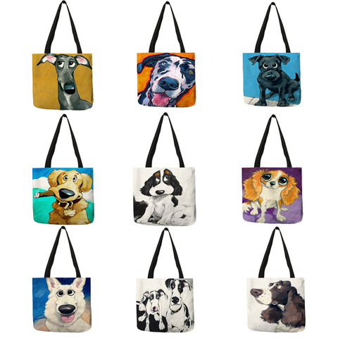 Personalizar galgo perro negro mujeres de moda de señora bolso de tela bolsos plegable bolsas de compras reutilizables bolsa ► Foto 1/6