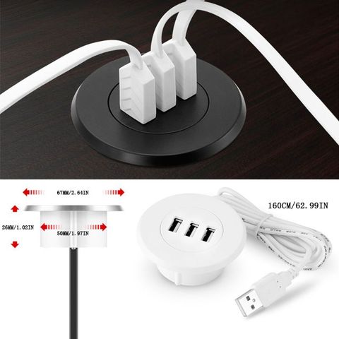 Agujero de ojal de 5cm para montaje en escritorio, Hub DE 3 puertos USB 2,0 para ordenador portátil y PC ► Foto 1/5