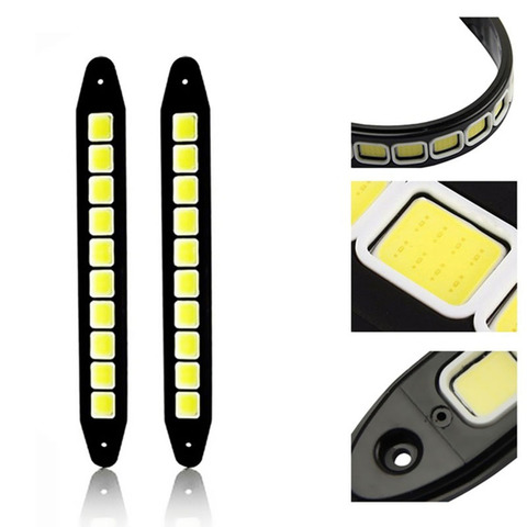 Gran oferta, 1 unidad, COB LED DRL LED 12V 20W 10LED, impermeable, luz de circulación diurna DRL COB, tira de luz antiniebla para coche 6000K ► Foto 1/6