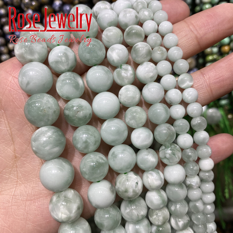 5A verde Natural Larimar cuentas verde PIEDRA DE Angelite ronda abalorios sueltos 4 6 8mm 10mm 12mm para fabricación de joyería DIY accesorios de la pulsera ► Foto 1/6