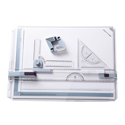 Tablero de dibujo portátil A3, juego de herramientas de medición de ángulo ajustable, reglas paralelas, Clips de esquina, Diseñador ► Foto 1/6