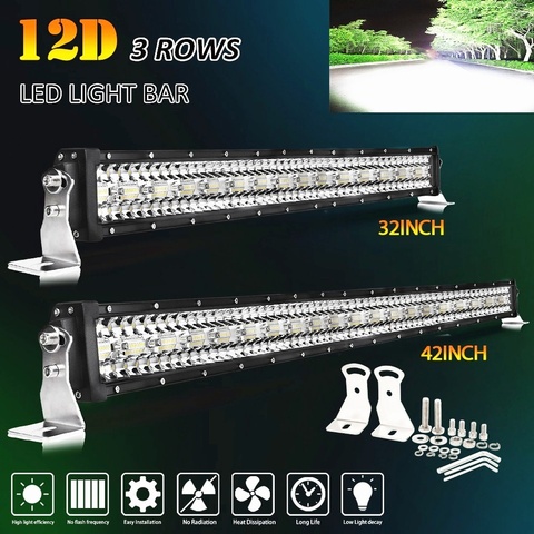 CO LIGHT-barra LED de 3 filas 12D, 22, 32, 42, 50 y 52 pulgadas, Combo de barra de luz LED para Lada, conducción fuera de carretera, barco, tractores, camión, 4x4, SUV, 12V y 24V ► Foto 1/6