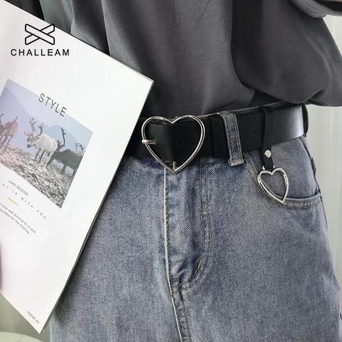 Moda mujer PU cinturón de cuero corazón femenino lindo negro Harajuku cinturón señoras pantalones fiesta vestido cinturones de corazón para Jeans 149 ► Foto 1/6