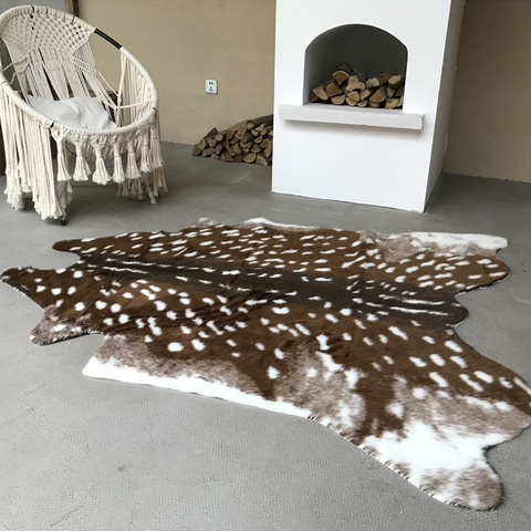 Felpudo de imitación de piel de ciervo SICA para decoración del hogar, alfombra de cuero Natural, 110x90cm, x cm ► Foto 1/6