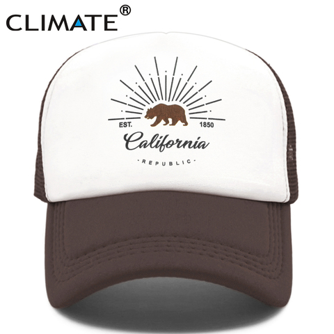 CLIMATE-gorra de béisbol con estampado de la bandera de la República de California para hombre y mujer, gorro de béisbol con estampado de la bandera de la República de California, estilo Hip Hop, malla transpirable ► Foto 1/6