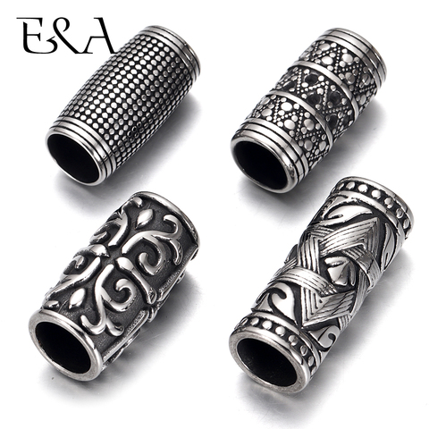 Cuentas deslizantes de acero inoxidable para hombres, abalorios redondos de 8-9mm, con forma de Calavera, vikingos, Punk, DIY, suministros de joyería, 2 uds. ► Foto 1/6