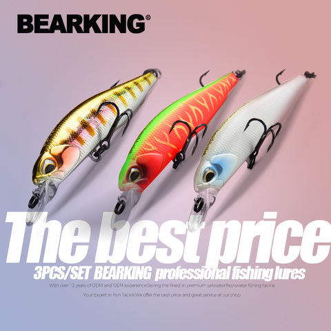 BEARKING-Señuelos de Pesca profesionales UV, 3 uds. Por juego, 63mm, 5g, manivela minnow, sistema magnético, modelo wobbler, cebo de manivela ► Foto 1/6