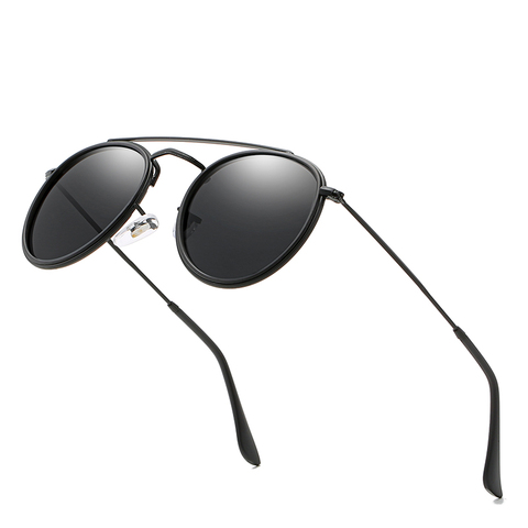 Gafas de sol polarizadas redondas clásicas para hombre y mujer, lentes polarizadas clásicas de marca de diseñador, con montura de Metal, color negro, para conducir ► Foto 1/6