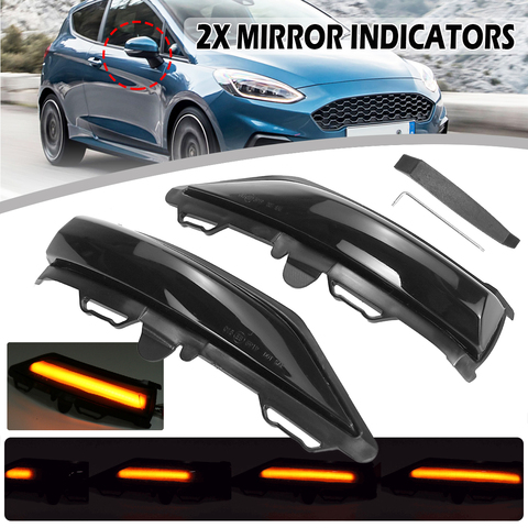 Retrovisor LED de ala lateral, indicador dinámico, señal de giro variable, luz de repetición intermitente para Ford, Fiesta MK8 19 + Mk7, 2 uds. ► Foto 1/6