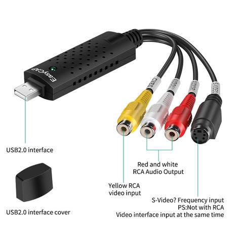 ¡Venta caliente! Llegada USB 2,0 Easycap captura 4 canales de Video TV DVD VHS de captura de Audio adaptador de tarjeta de vídeo de TV DVR ► Foto 1/6