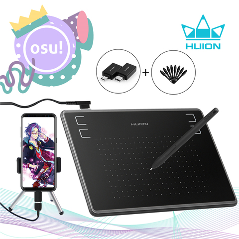 HUION-Tabletas digitales para dibujar, tablet de dibujo gráfico con batería de 139.2 mm, pantalla de 4 pulgadas, de material de plástico, longitud de 186.6 mm, interfaz de USB, con bolígrafo gratis como regalo ► Foto 1/6