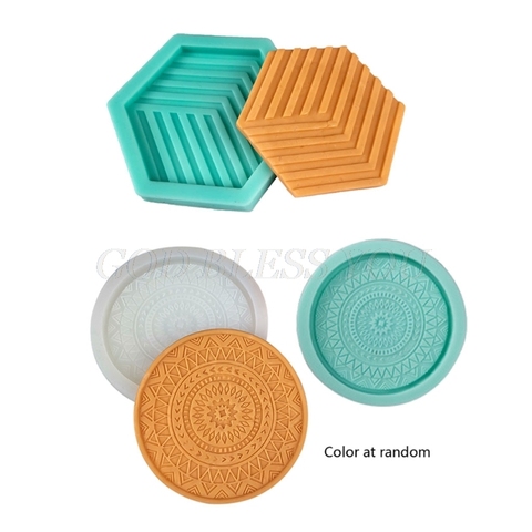 Moldes de silicona para posavasos redondo DIY, moldes de resina para tapete para té, molde de fundición de resina de diámetro 11cm/10cm colores aleatorios ► Foto 1/6