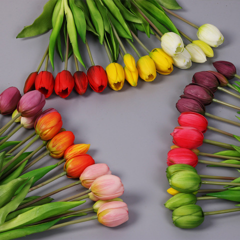 5 uds/ramo nuevo de silicona flor Artificial de tulipán 40cm toque Real falso planta B para boda decoración hogar Garen Acceeeories ► Foto 1/6