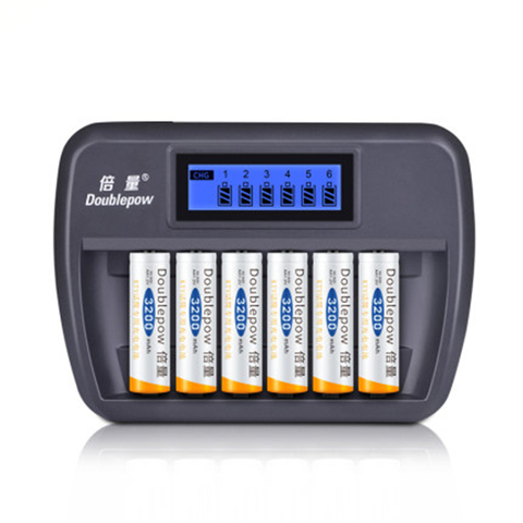 6 uds. De gran capacidad 1,2 v 3200mAh AA batería recargable original Ni-MH batería recargable + carga rápida inteligente de 6 ranuras ► Foto 1/5