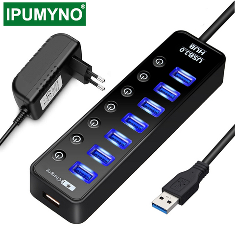 USB HUB 3,0 Multi 4 7 puertos cargador para Ipad Mac Book Air Pro Pc ordenador portátil, accesorios con adaptador de corriente Usb Splitter Hab ► Foto 1/6