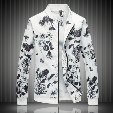 Chaqueta estampada de primavera 2022 para hombre, chaqueta de moda de talla grande para jóvenes, trajes blancos de verano para hombre abrigo M-5XL 6XL ► Foto 1/6