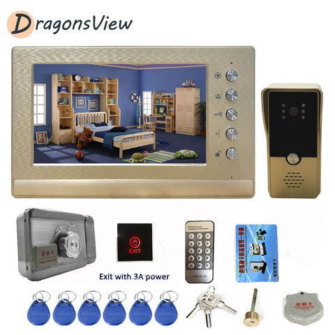 DragonsView-videoportero con cerradura para el hogar, sistema de Control de acceso para teléfono, visión nocturna, 1000TVL, 7 pulgadas ► Foto 1/6