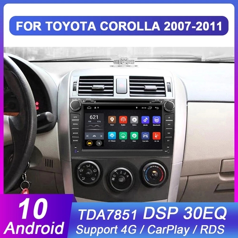 Eunavi-Radio multimedia con pantalla táctil para coche, estéreo PC 2 din Android 10 TDA7851, DVD, GPS para Toyota Corolla 2007 a 2008, 2009, 2010, 2011 ► Foto 1/5