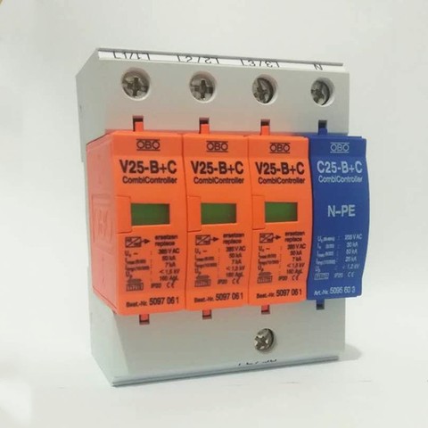 7-50KA V25-B + C/3 +/3/NPE de descargadores de corrientes de ~ 385 V AC Combi controlador, supresor de picos de tensión ► Foto 1/4