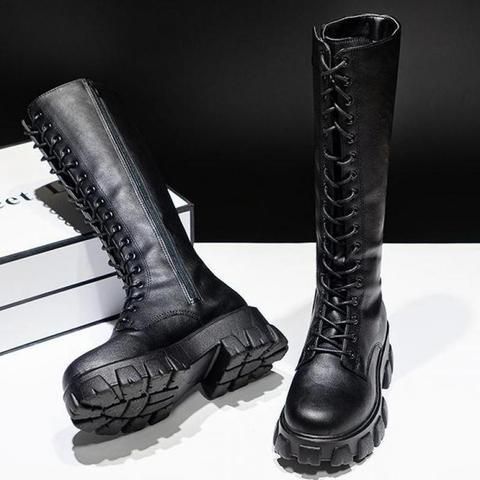 Alto rodilla botas de Pu tacones altos para las mujeres zapatos de moda 2022 primavera otoño zapatos de mujer de talla grande 35-43 ► Foto 1/6